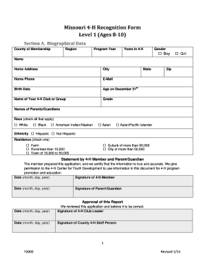 Missouri 4-H Recognition Form