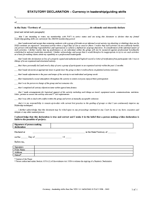 Statutory declaration form nsw - STATUTORY DECLARATION Currency in leadershipguiding skills - paci com