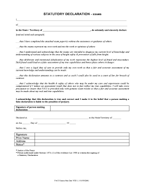 Statutory Declaration for Exams