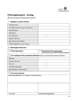 Führungszeugnis - Antrag