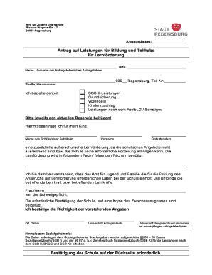 Antrag auf Leistungen für Bildung und Teilhabe