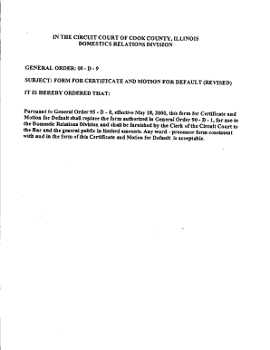 Certificate and Motion for Default