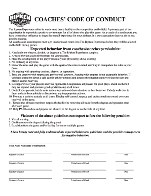 Coaches' Code of Conduct Agreement