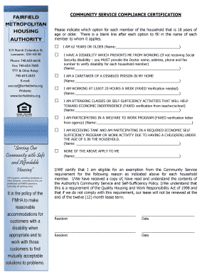 Community Service Compliance Certification