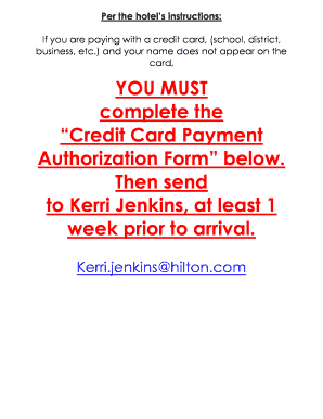 Hilton Myrtle Beach Resort Credit Card Payment Authorization Form