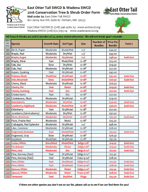 East Otter Tail SWCD & Wadena SWCD 2016 Conservation Tree ...