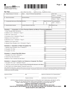 Georgia Form 900 Business Occupation Tax Return