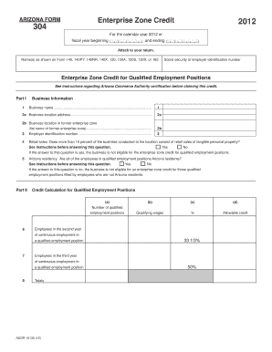 Arizona Form 304 Enterprise Zone Credit