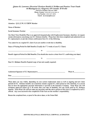 Short Term Disability Plan Form