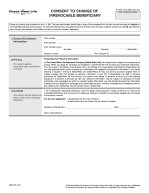 Irrevocable Beneficiary Change Consent Form