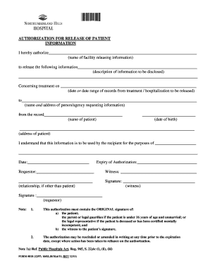 Authorization for Release of Patient Information