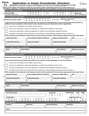 Application to Assign Groundwater Allocation