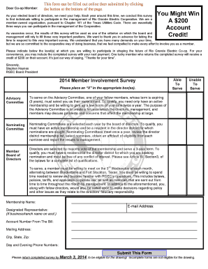 Rio Grande Electric Cooperative Member Involvement Survey