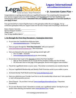 LegalShield Jr. Associate Game Plan