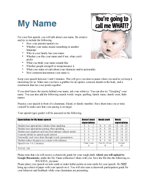 My Name Speech Template