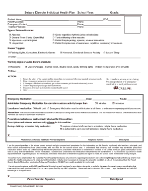 Seizure Disorder Individual Health Plan