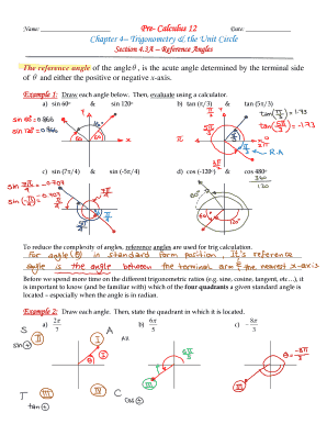 Sin cos tan formula - Name Chapter 4 Trigonometry the Unit Circle Section 4