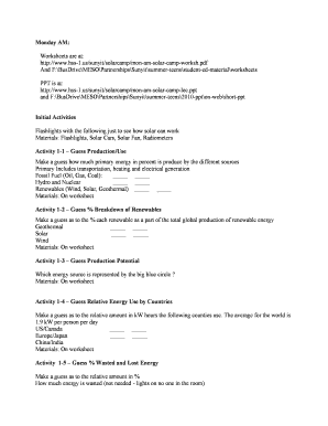 Solar Energy Education Worksheets