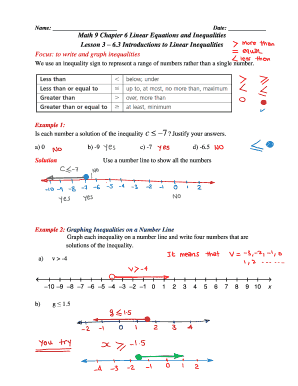 Math 9 Linear Inequalities Worksheet