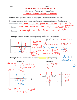 Quadratic Equations Worksheet