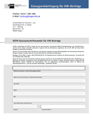 SEPA-Basislastschriftmandat für IHK-Beiträge