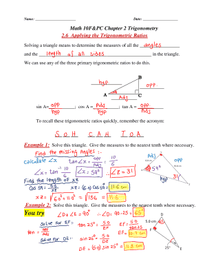 Trigonometry Worksheet