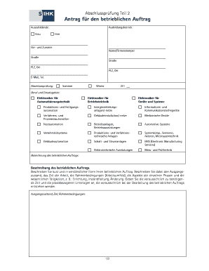 Antrag für den betrieblichen Auftrag