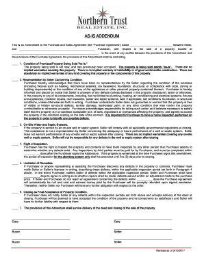 As-Is Addendum to Purchase and Sales Agreement