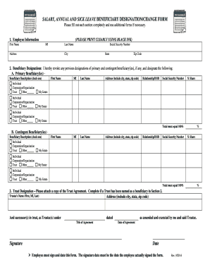 Salary and Leave Beneficiary Designation Form