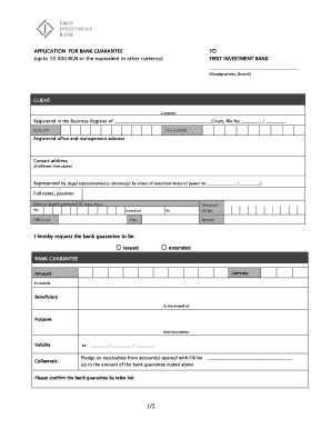 Application for Bank Guarantee