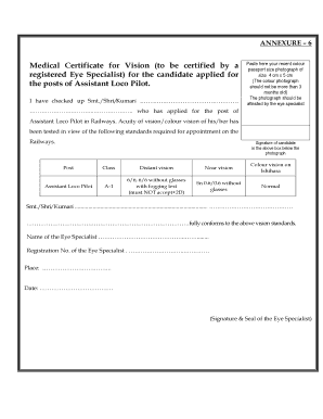 Medical Certificate for Vision