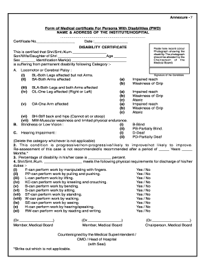 Disability Certificate Form for Persons With Disabilities