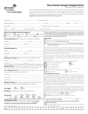 Girl Scouts Day Camp Camper Registration Form