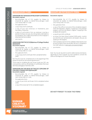 UQAT Admission Application Form