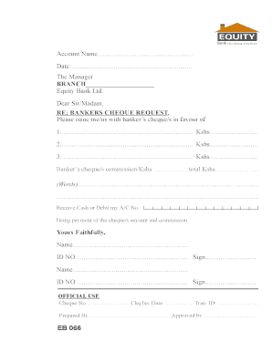 Banker's Cheque Request Form