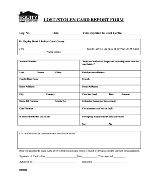 Lost/Stolen Card Report Form