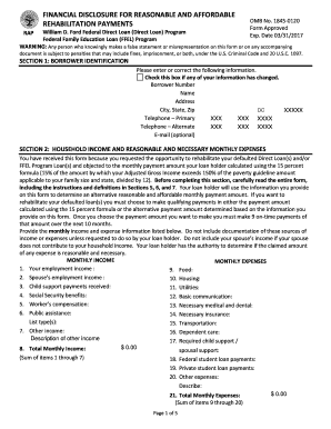 Financial Disclosure for Loan Rehabilitation