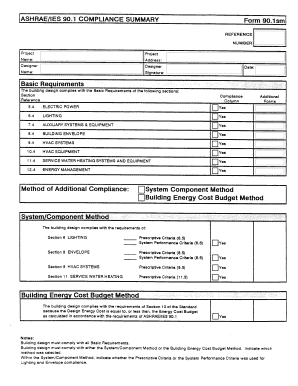 ASHRAE/IES 90.1 Compliance Summary Form