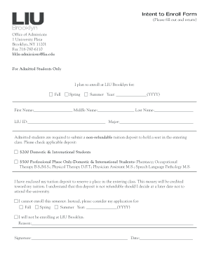 Intent to Enroll Form
