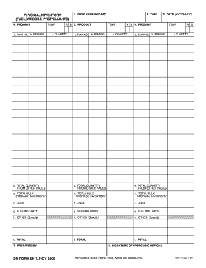 DD Form 2917 Physical Inventory