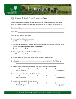 Adult Class Evaluation Form