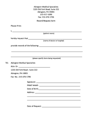 Medical Record Request Form