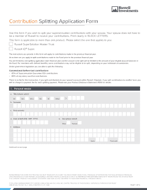 Superannuation Contribution Splitting Application Form