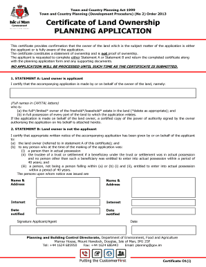 Certificate of Land Ownership for Planning Application