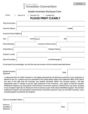 Student Invention Disclosure Form