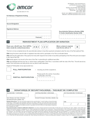 Reinvestment Plan Application Form