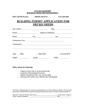 Building Permit Application for Decks/Sheds