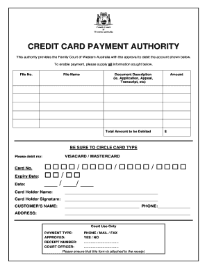 Credit Card Payment Authority