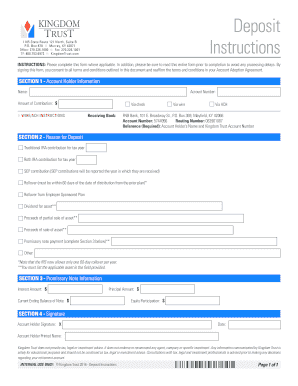 Kingdom Trust Deposit Form