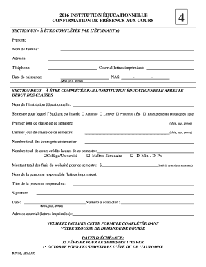 CONFIRMATION DE PRÉSENCE AUX COURS